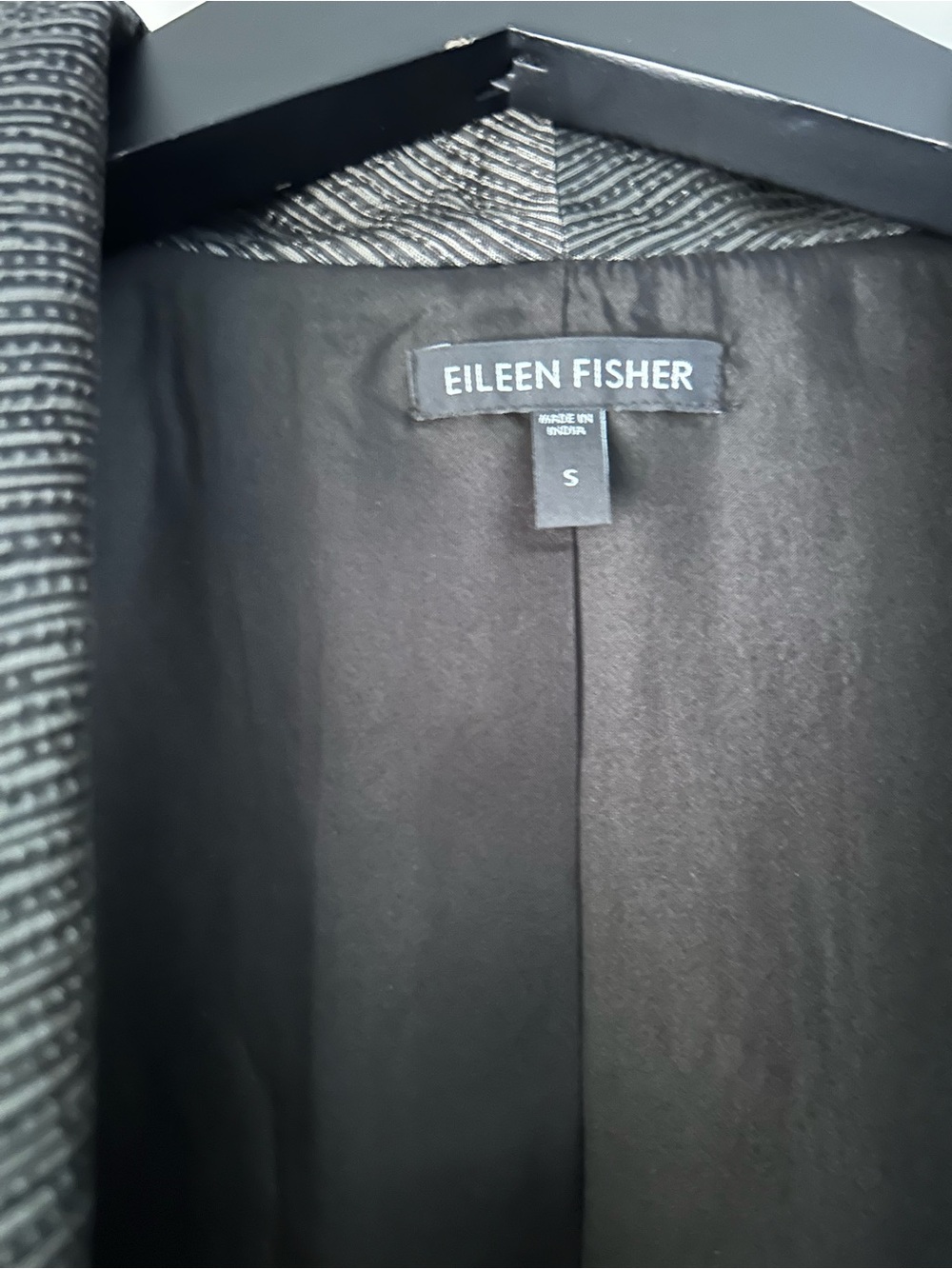 Eileen Fisher Metallic Charcoal Open-Front Coat - Picture 5 of 6